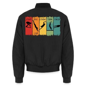 Retro Swimming Steps Start Tauchschwimm-Finish - Unisex Bomberjacke - Schwarz - Hinten - AI Model Male 185 light (185cm)