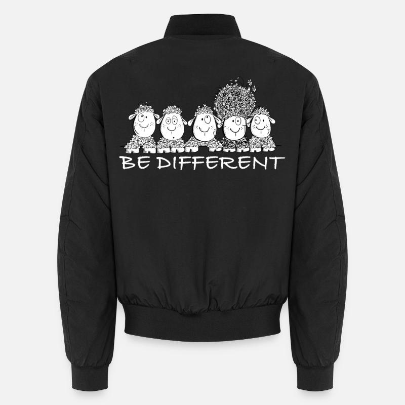 Be Different Sheep with Saying - Unisex Bomber Jacket - black