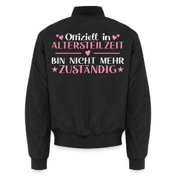 Retraite partielle Femme non responsable - retraite anticipée - Bomber unisexe - noir - Dos - AI Model Male 185 light (185cm)