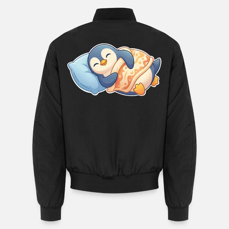Penguin Sleeping - Unisex Bomber Jacket - black