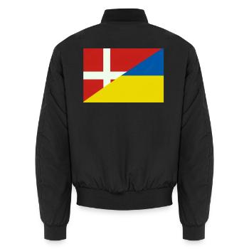 Dänemarkische Ukraine-Flagge – dänische und ukrainische Flagge - Unisex Bomberjacke - Schwarz - Hinten - AI Model Male 185 light (185cm)