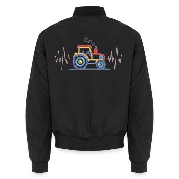 Tracteur Heartbeat - Agriculture ECG pour agriculteurs - Bomber unisexe - noir - Dos - AI Model Male 185 light (185cm)