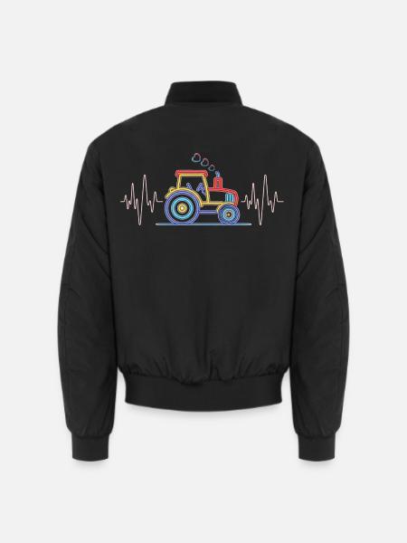 Herzschlag Traktor - Landwirt EKG Landwirtschaft - Unisex Bomberjacke - Schwarz