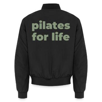 Pilates fürs Leben Typografik - Unisex Bomberjacke - Schwarz - Hinten - AI Model Male 185 light (185cm)