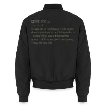 Stille Freude Typo-Definition - Unisex Bomberjacke - Schwarz - Hinten - AI Model Male 185 light (185cm)
