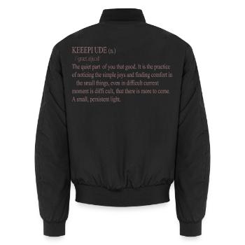 Wörterbuch-Typografie Vintage - Unisex Bomberjacke - Schwarz - Hinten - AI Model Male 185 light (185cm)