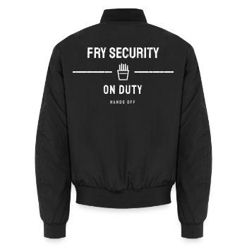 Pommes Lustig Imbiss Snack Pommes Frites Kartoffel - Unisex Bomberjacke - Schwarz - Hinten - AI Model Male 185 light (185cm)