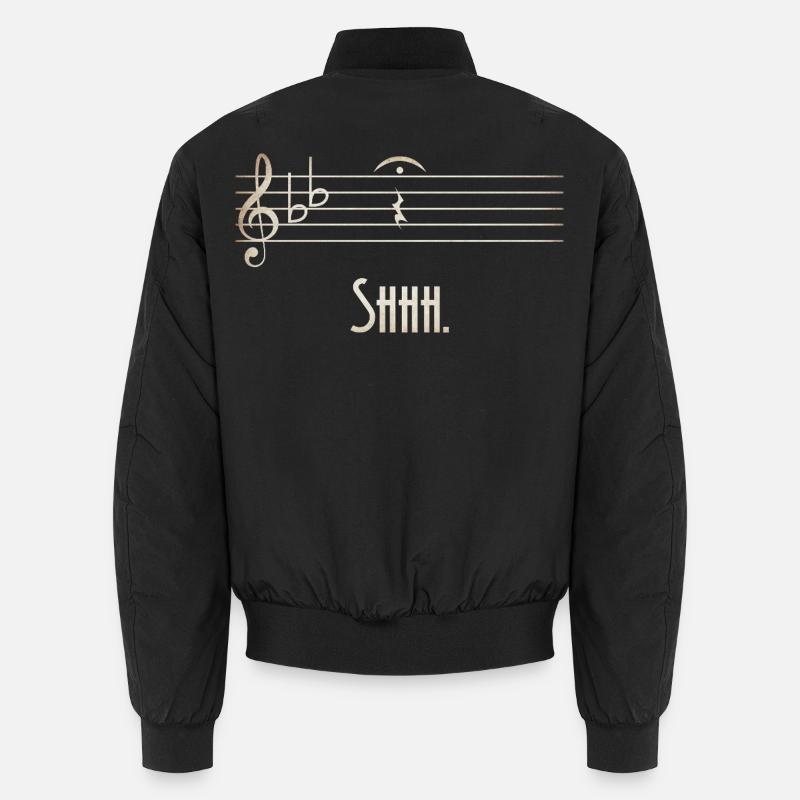 Shhh Stille Melodie Noten - Unisex Bomberjacke - Schwarz