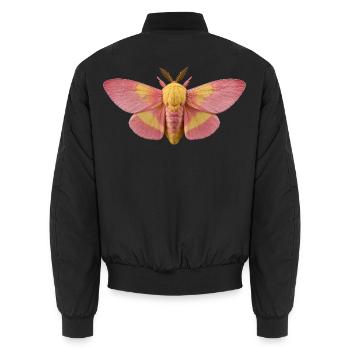 Rosy Maple Moth Dryocampa rubicunda - Unisex Bomber Jacket - black - Back - AI Model Male 185 light (185cm)