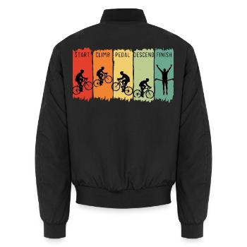 Retro Cycling Steps Start Climb Pedal Finish - Unisex Bomberjacke - Schwarz - Hinten - AI Model Male 185 light (185cm)