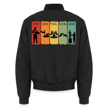 Retro Sculpting Steps Schnitzen Modell Verfeinerung Geschenk - Unisex Bomberjacke - Schwarz - Hinten - AI Model Male 185 light (185cm)