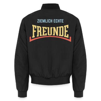Ziemlich Echte Freunde (Freundschaft / Konkav / 3) - Unisex Bomberjacke - Schwarz - Hinten - AI Model Male 185 light (185cm)