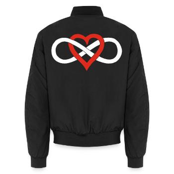 Unendliche Liebe (Weiß) - Unisex Bomberjacke - Schwarz - Hinten - AI Model Male 185 light (185cm)