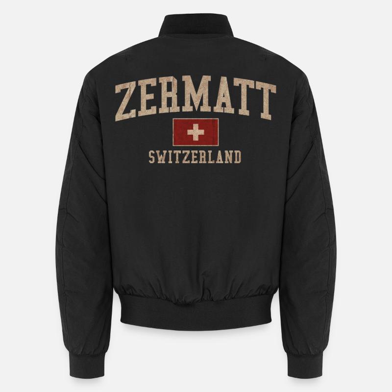 Zermatt Swiss Textured Logo Unisex Bomber Jacket
