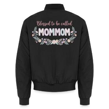 Mommom Mamie Fleurs Cadeau Grand-Mère Cute - Bomber unisexe - noir - Dos - AI Model Male 185 light (185cm)