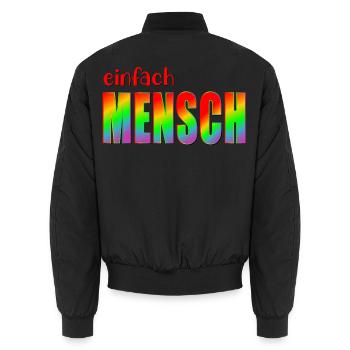 MENSCH INKLUSION VIELFALT - Unisex Bomberjacke - Schwarz - Hinten - AI Model Male 185 light (185cm)