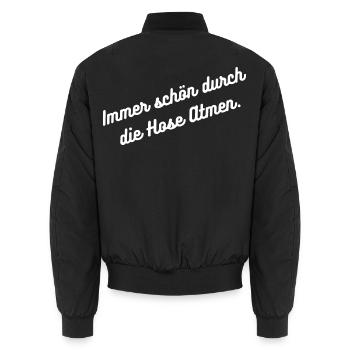 HN Durch die Hose Atmen - Script - Unisex Bomberjacke - Schwarz - Hinten - AI Model Male 185 light (185cm)