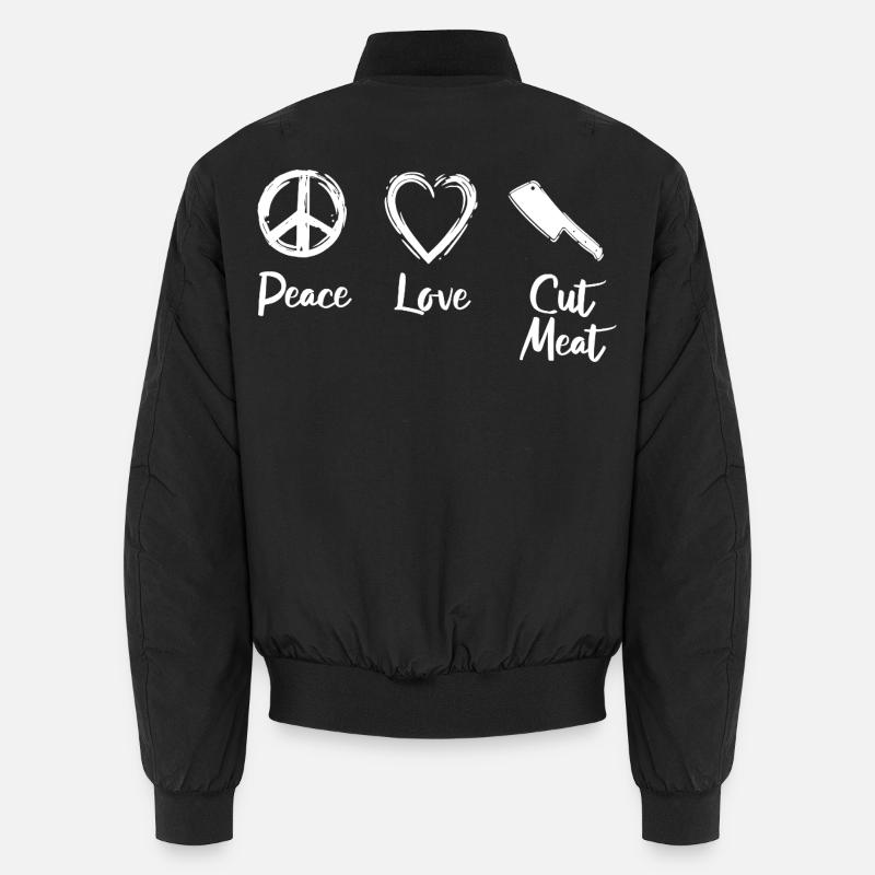 Peace Love Cut Meat - Unisex Bomber Jacket - black