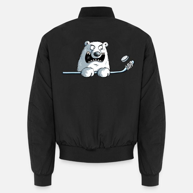 Cooler Eisbär Mit Eishockeyschläger I Eishockey - Unisex Bomberjacke - Schwarz