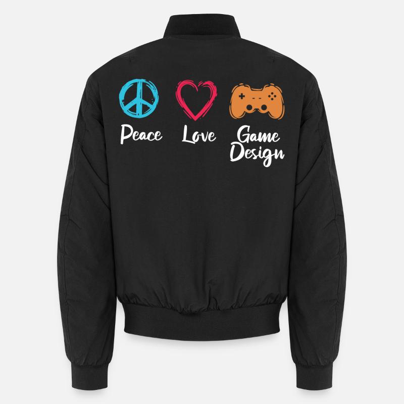 Peace Love Game Design - Unisex Bomberjacke - Schwarz
