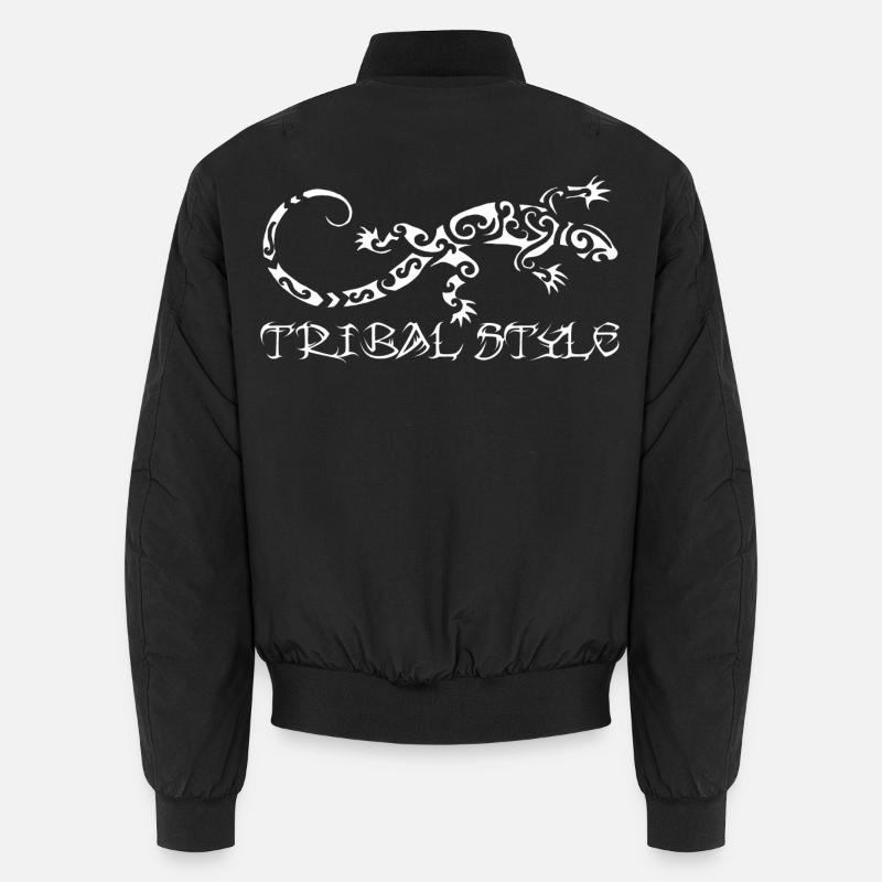 Polynesian white lizard - Unisex Bomber Jacket - black