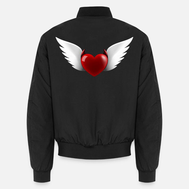 Herz Engel Teufel - Unisex Bomberjacke - Schwarz
