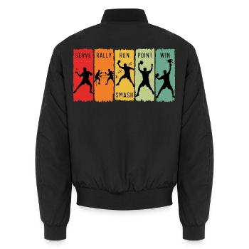 Retro Table Tennis Steps Serve Rally Smash Sieg - Unisex Bomberjacke - Schwarz - Hinten - AI Model Male 185 light (185cm)