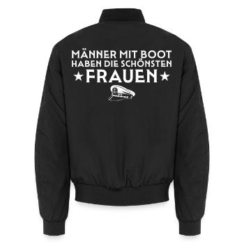 Männer mit Boot haben die schönsten Frauen - Unisex Bomberjacke - Schwarz - Hinten - AI Model Male 185 light (185cm)