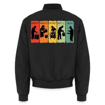 Retro Beekeeping Steps Honigbienenzucht Imker - Unisex Bomberjacke - Schwarz - Hinten - AI Model Male 185 light (185cm)