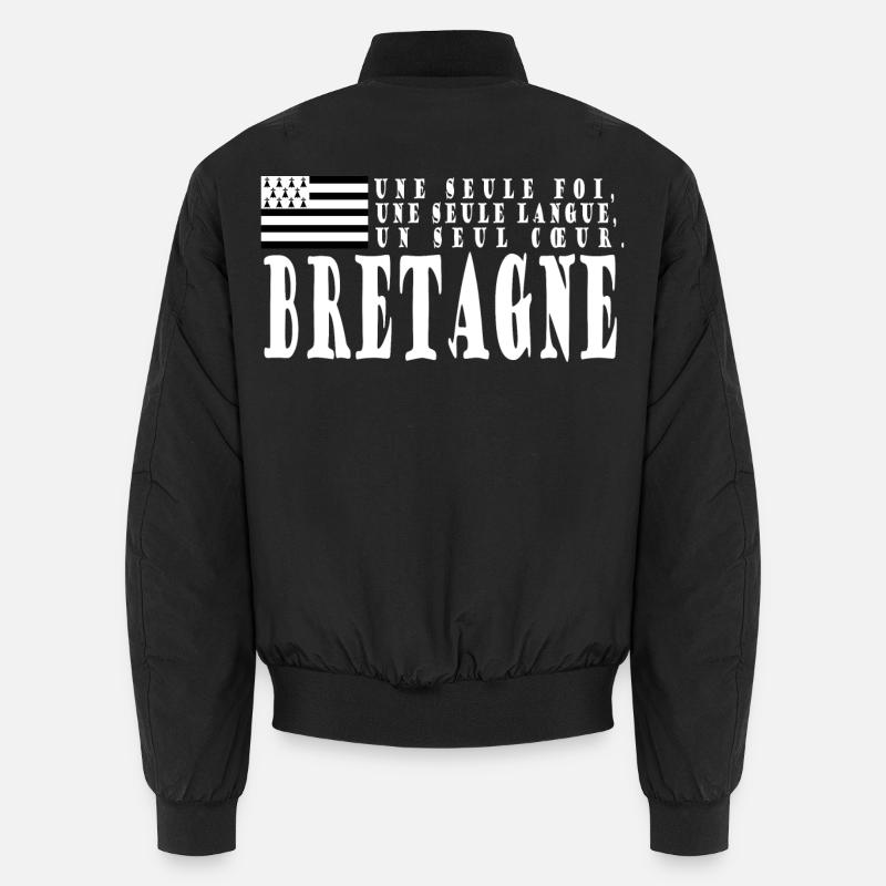 Idée cadeau Bretagne. Proverbe et drapeau Breton - Bomber unisexe - noir