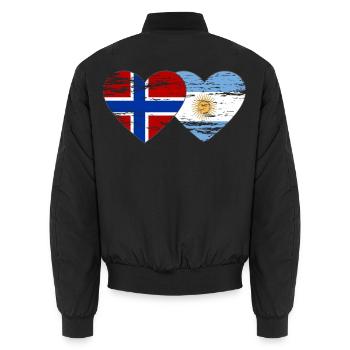 Norwegen Argentinien Flagge used - Unisex Bomberjacke - Schwarz - Hinten - AI Model Male 185 light (185cm)