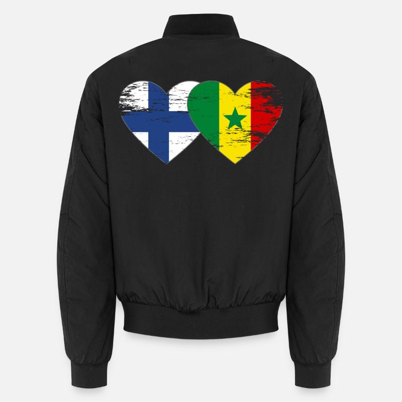 Finlande Sénégal Drapeau Coeur - Bomber unisexe - noir