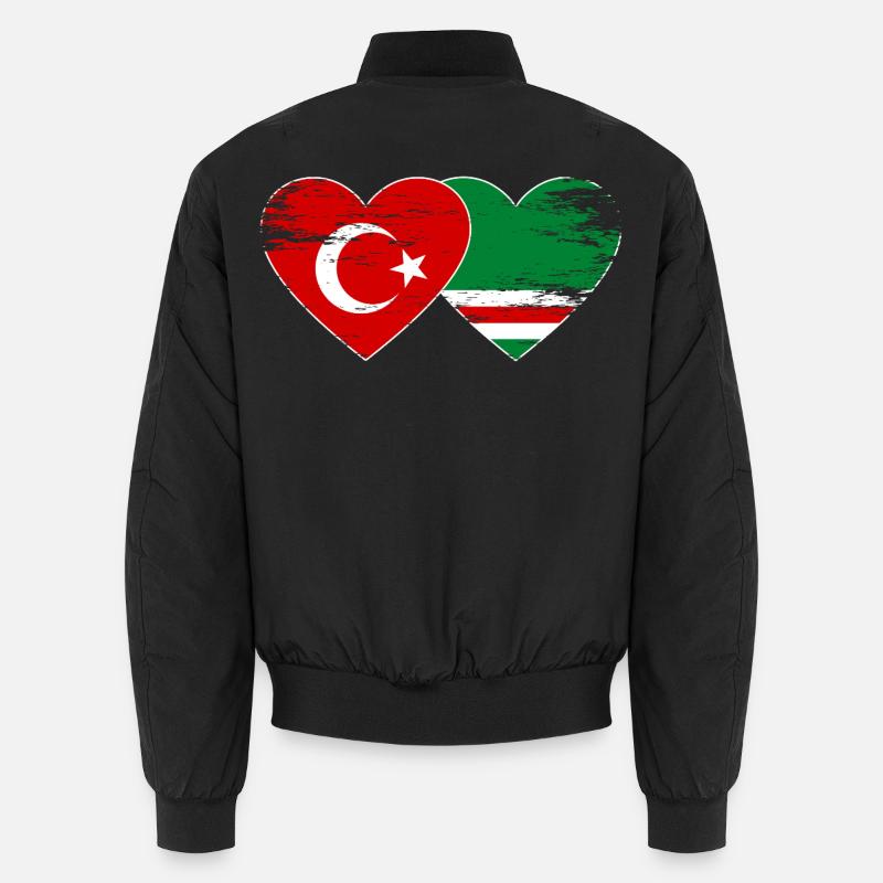 Turkey Chechnya Flag Heart Unisex Bomber Jacket
