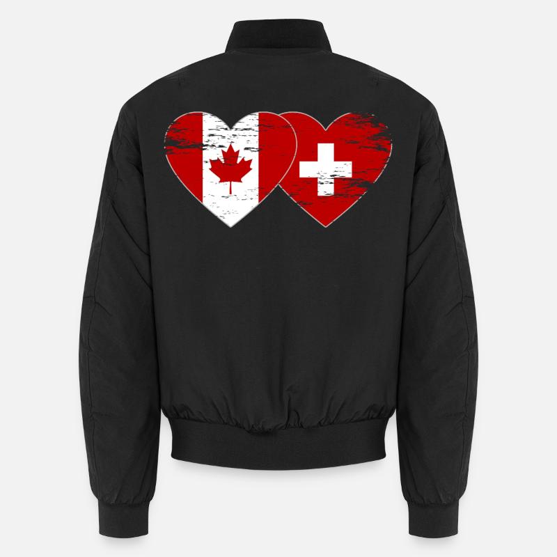 Cœur du drapeau Canada Suisse utilisé Bomber unisexe
