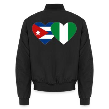 Drapeau du Nigeria Drapeau du cœur du Cuba - Bomber unisexe - noir - Dos - AI Model Male 185 light (185cm)