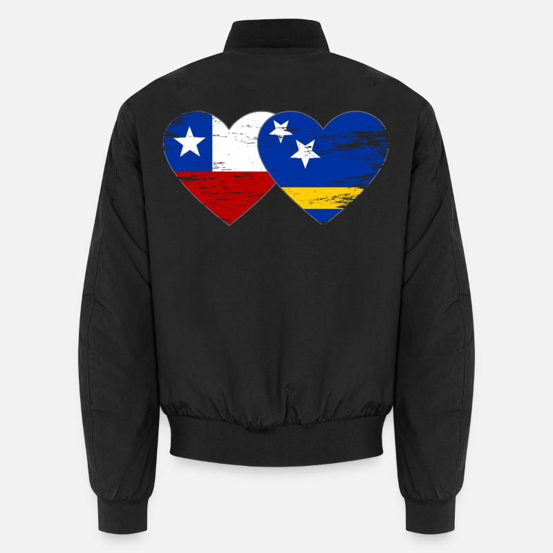 Chile_Curacao_Flagge_Herz_used Unisex Bomber Jacket