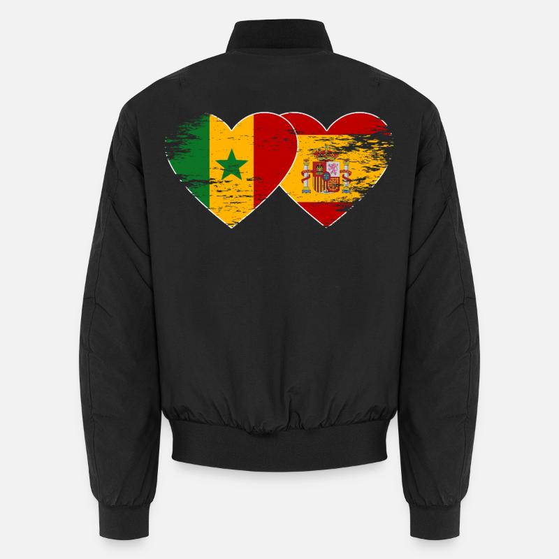 Senegal_Spanien_Flagge_Herz_used Unisex Bomberjacke