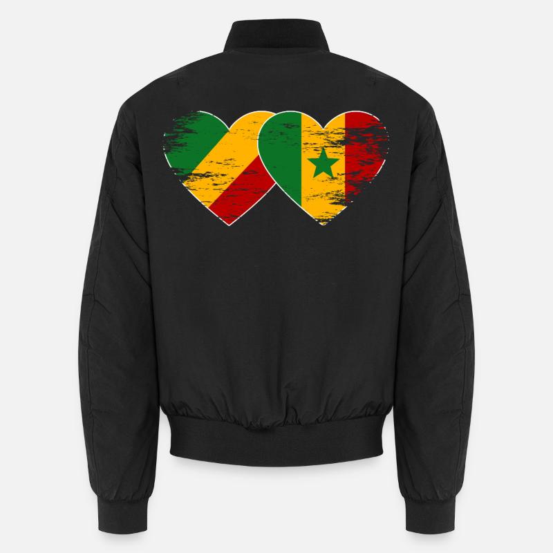 Congo Senegal flag used - Unisex Bomber Jacket - black