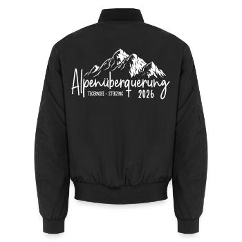 Alpenüberquerung Tegernsee Sterzing 2026  - Unisex Bomberjacke - Schwarz - Hinten - AI Model Male 185 light (185cm)