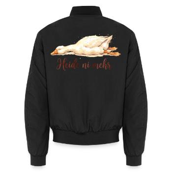 "Heide ni mehr" – Müde sächsische Aquarell Gans - Unisex Bomberjacke - Schwarz - Hinten - AI Model Male 185 light (185cm)