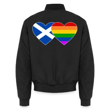 Schottland Regenbogen Flagge Herz - Unisex Bomberjacke - Schwarz - Hinten - AI Model Male 185 light (185cm)