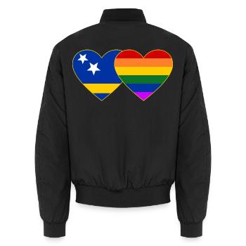 Curacao Regenbogen Flagge Herz - Unisex Bomberjacke - Schwarz - Hinten - AI Model Male 185 light (185cm)