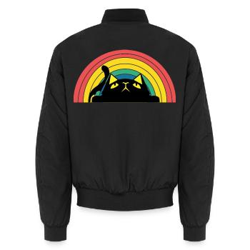 Katze Regenbogen Silhouette - Unisex Bomberjacke - Schwarz - Hinten - AI Model Male 185 light (185cm)