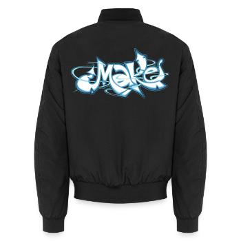 Blaues Wort machen Graffiti - Unisex Bomberjacke - Schwarz - Hinten - AI Model Male 185 light (185cm)