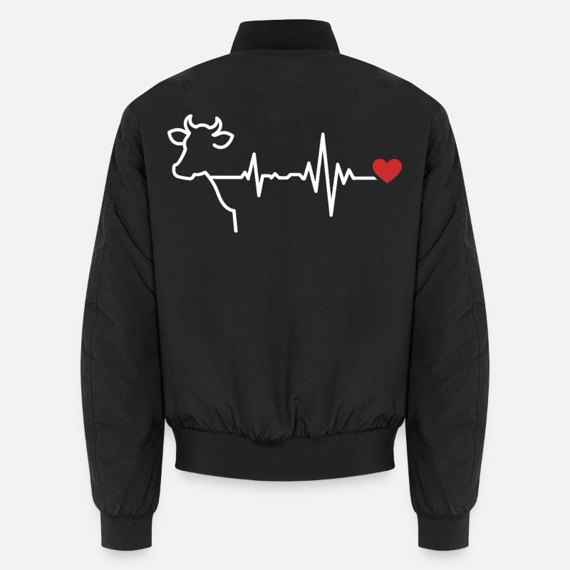 Kuh Herzschlag Linien-Design - Unisex Bomberjacke - Schwarz