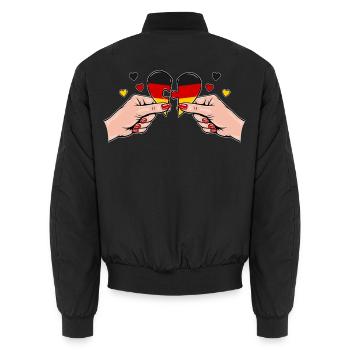 Deutschland Frauenhände Herzpuzzle - Unisex Bomberjacke - Schwarz - Hinten - AI Model Male 185 light (185cm)
