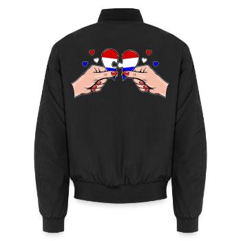 Holland Frauenhände Herzpuzzle - Unisex Bomberjacke - Schwarz - Hinten - AI Model Male 185 light (185cm)