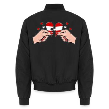 Österreich Frauenhände Herzpuzzle - Unisex Bomberjacke - Schwarz - Hinten - AI Model Male 185 light (185cm)