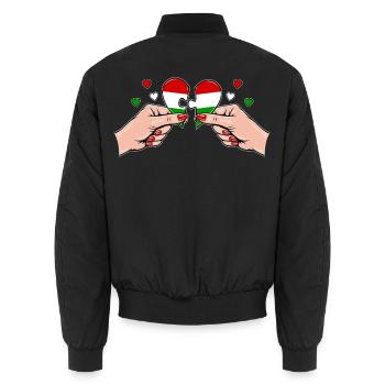 Ungarn Frauenhände Herzpuzzle - Unisex Bomberjacke - Schwarz - Hinten - AI Model Male 185 light (185cm)
