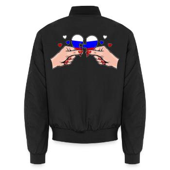 Russland Frauenhände Herzpuzzle - Unisex Bomberjacke - Schwarz - Hinten - AI Model Male 185 light (185cm)